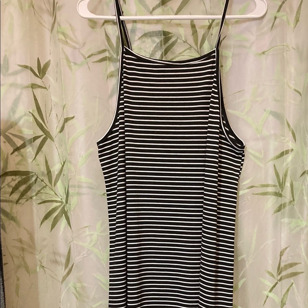 Striped black and white summer maxi dress